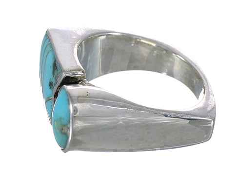 Turquoise Inlay Jewelry Authentic Sterling Silver Ring Size 5 AX90612